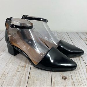 J. Jill Black Smooth Leather Ankle Wrap Pointed Toe Heels 9